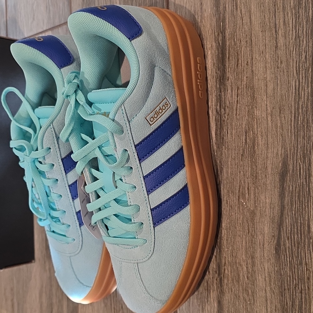 Adidas Women's Aqua and Navy Sneakers - Picture 3 of 4